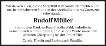 Traueranzeige von Rudolf Müller 