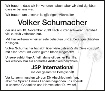 Traueranzeige von Volker Schumacher 