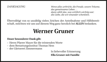 Traueranzeige von Werner Gruner 