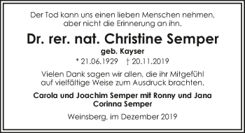 Traueranzeige von Christine Semper 