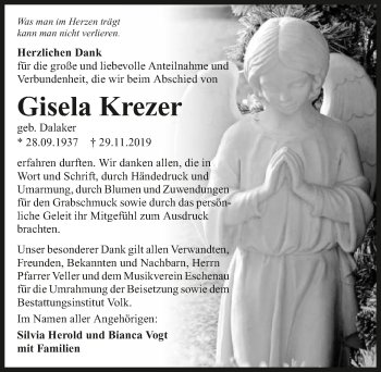Traueranzeige von Gisela Krezer 