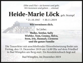 Traueranzeige von Heide-Marie Löck 