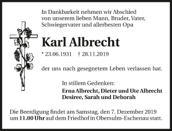 Traueranzeige von Karl Albrecht 