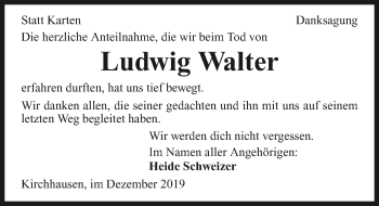 Traueranzeige von Ludwig Walter 