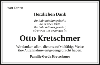 Traueranzeige von Otto Kretschmer 