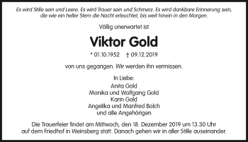 Traueranzeige von Viktor Gold 