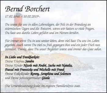 Traueranzeige von Bernd Borchert 