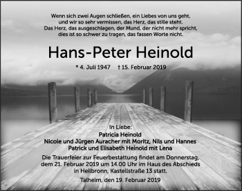 Traueranzeige von Hans-Peter Heinold 
