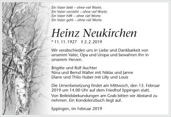 Traueranzeige von Heinz Neukirchen 