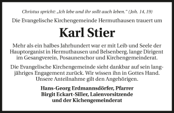 Traueranzeige von Karl Stier 