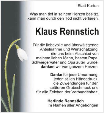 Traueranzeige von Klaus Rennstich 