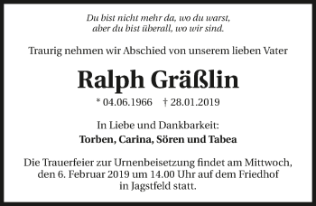 Traueranzeige von Ralph Gräßlin 