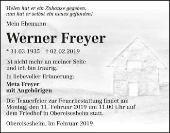 Traueranzeige von Werner Freyer 