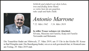 Traueranzeige von Antonio Marrone 