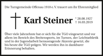 Traueranzeige von Karl Steiner 