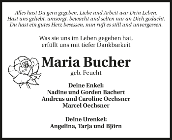 Traueranzeige von Maria Bucher 