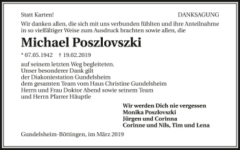 Traueranzeige von Michael Poszlovszki 