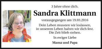 Traueranzeige von Sandra Klittmann 