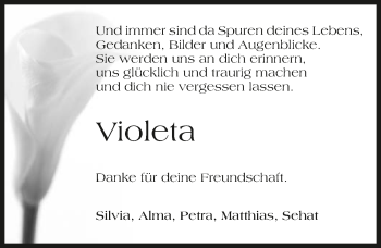 Traueranzeige von Violeta Geier 