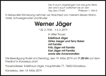 Traueranzeige von Werner Jäger 