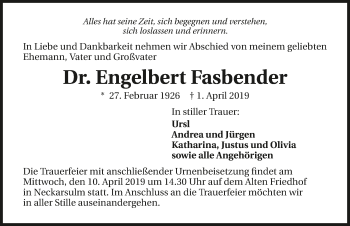 Traueranzeige von Engelbert Fasbender