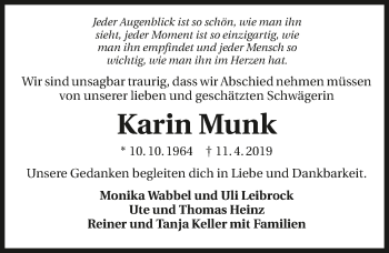 Traueranzeige von Karin Munk 