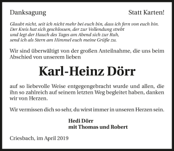 Traueranzeige von Karl-Heinz Dörr 