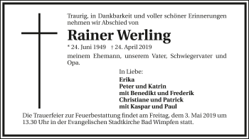 Traueranzeige von Rainer Werling 