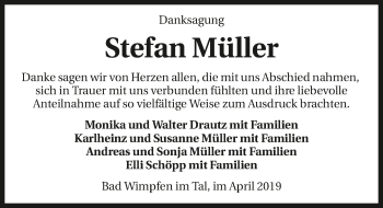 Traueranzeige von Stefan Müller 