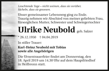 Traueranzeige von Ulrike Neubold 