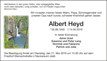 Traueranzeige von Albert Heyd 