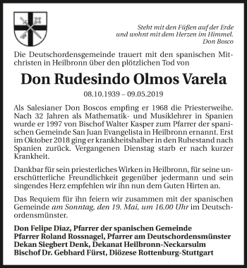 Traueranzeige von Don Rudesindo Olmos Varela 