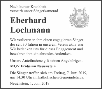 Traueranzeige von Eberhard Lochmann 