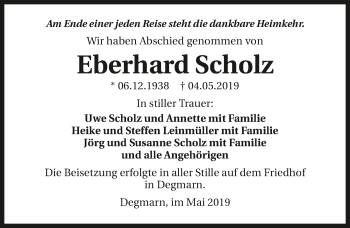 Traueranzeige von Eberhard Scholz 