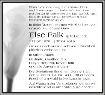 Traueranzeige von Else Falk 