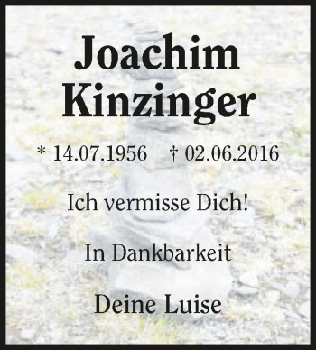 Traueranzeige von Joachim Kinzinger 