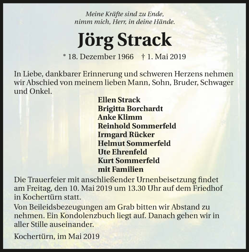  Traueranzeige für Jörg Strack vom 08.05.2019 aus 