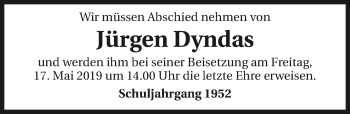 Traueranzeige von Jürgen Dyndas 