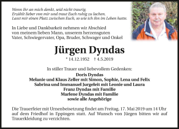 Traueranzeige von Jürgen Dyndas 