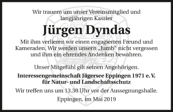 Traueranzeige von Jürgen Dyndas 