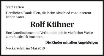 Traueranzeige von Rolf Kühner 