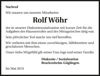 Traueranzeige von Rolf Wöhr 