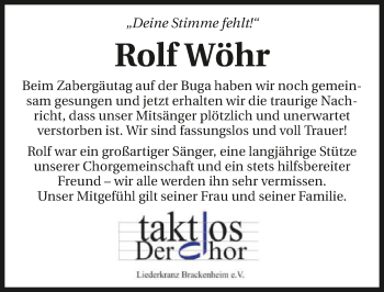 Traueranzeige von Rolf Wöhr 