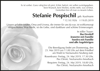 Traueranzeige von Stefanie Pospischil 