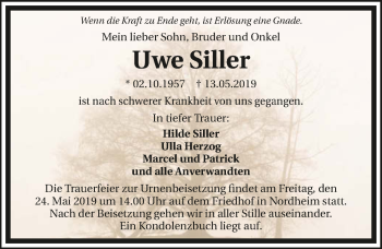 Traueranzeige von Uwe Siller 