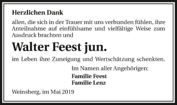 Traueranzeige von Walter Feest jun. 