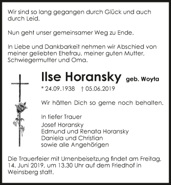 Traueranzeige von Ilse Horansky 