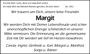 Traueranzeige von Margit Döring 