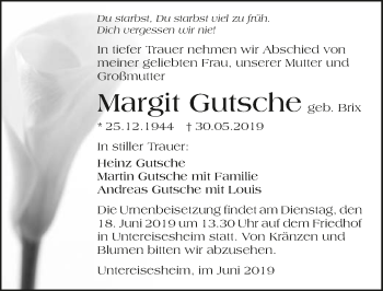 Traueranzeige von Margit Gutsche 