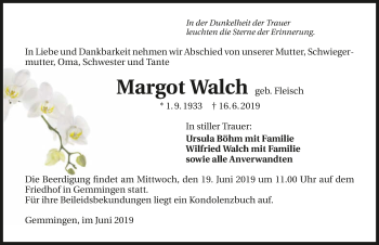 Traueranzeige von Margot Walch 